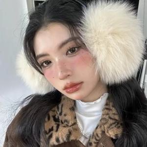 겨울 방한 플러시 귀마개 휴대용 접이식 귀덮개 한국 스타일 따뜻한 귀마개 여성 남성 인조 토끼털 귀덮개