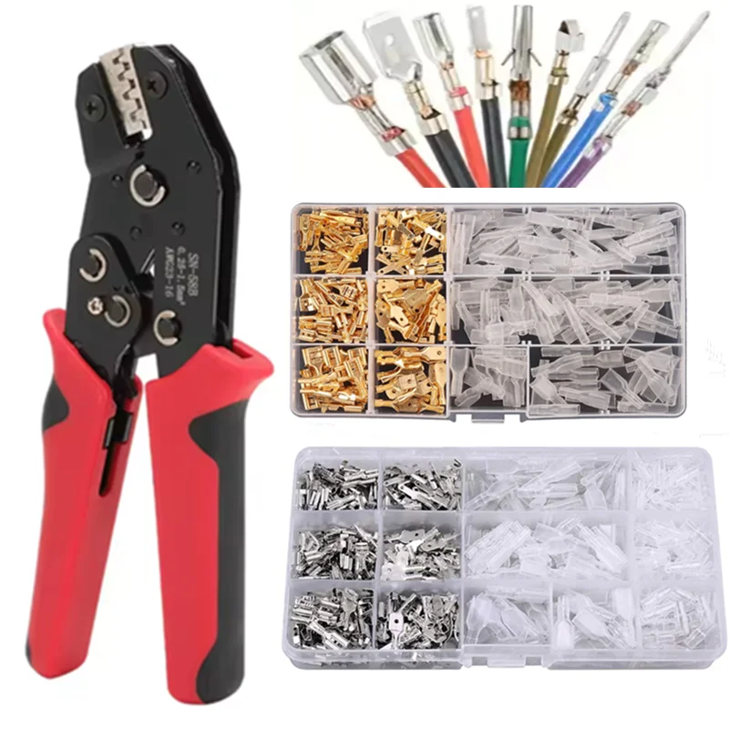 래칫 크림핑 툴 SN-58B 크림프 플라이어 XH2.54/DuPont2.54/2.8/4.8/6.3/비절연/페룰 JST 단자 0.5-1.5mm²/ AWG23-16
