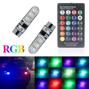 1세트 T10 W5W RGB LED 5050 6SMD 독서등 돔 라이트 리모컨 클리어런스 웨지 라이트 RGB 컬러풀 트렁크 번호판 램프