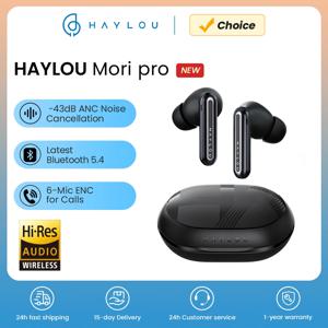 HAYLOU Mori Pro Bluetooth 5.4 이어폰 무선 43dB 적응형 하이브리드 ANC 고해상도 LDAC 이어버드 6 마이크 헤드폰 28H 배터리 수명