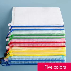 5PCS/10PCS/20PCS 투명 파일 가방 Pvc 그리드 지퍼 가방 A4 A5 문서 가방 그리드 가방