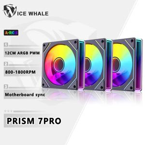 ICE Whale Prism 7 PRO ARGB PC 케이스 팬 120mm 인피니티 미러 디자인 마더보드 조명 동기화 4PIN PWM CPU 쿨러 팬 통풍기