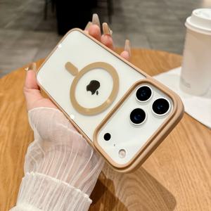 애플 아이폰 13 12 미니 17 에어 16E 16 15 14 11 프로 맥스 플러스용 투명 자석 슬림 폰 케이스 아크릴 클리어 커버