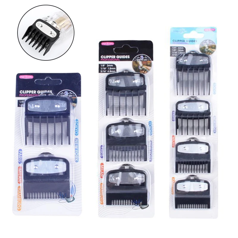 2/3/4개 블랙 리미트 콤 세트 이발기 가드 가이드 콤 스타일링 도구 부속품 호환 1.5mm 3mm 4.5mm 6mm