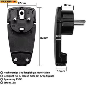 유로 표준 독일식 풀링 조립형 유럽 전원 코드 플러그, 독일 및 프랑스 겸용 곡선형 초슬림 플러그