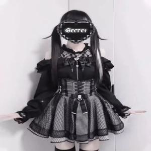 블랙 Y2K 레이스 트림 홀로우 아웃 셔츠와 하이웨이스트 스커트 세트 여성 패션 가을 겨울 투피스 수트 중국 스타일