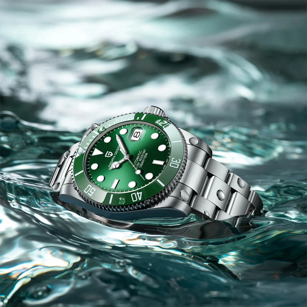 PAGANI DESIGN 브랜드 신형 자동 시계 기계식 100M 방수 스테인리스 사파이어 글라스 캘린더 발광 남성용 시계