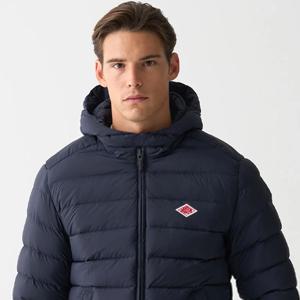 가을 겨울 남녀 공용 긴 소매 클래식 로고 지퍼 프론트 기본 다운 재킷 따뜻하고 방풍