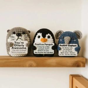 재미있는 수제 크로셰 커피 머그컵 피규어 카드 포함 귀여운 데스크탑 장식품 뜨개질 휴일 선물 홈 오피스 장식