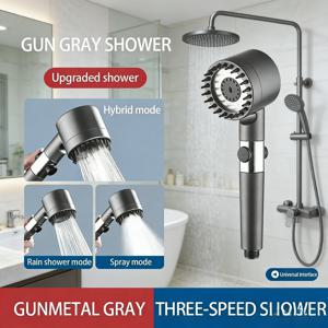 고압 필터 샤워 헤드, 마사지 브러시가 있는 세 가지 모드 스프레이, 욕실 레인 수도꼭지 액세서리