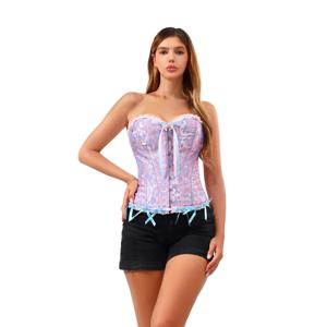 우아한 빅토리아풍 코르셋 탑 여성 섹시 빈티지 뷔스티에 레이스업 본드 슬리밍 쉐이프웨어 고딕 자카드 오버버스트 보디스