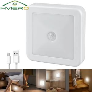 LED 야간 조명 스마트 모션 센서 배터리 USB 충전 작동 침대 옆 램프 거실 복도 통로 화장실 홈 조명