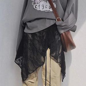 프렌치 레이스업 숏 팔트 커튼 스커트 봄 레이어드 스커트 INS 여성 랩 스커트 밴디지 드레스 에이프런 커튼 확장 스커트