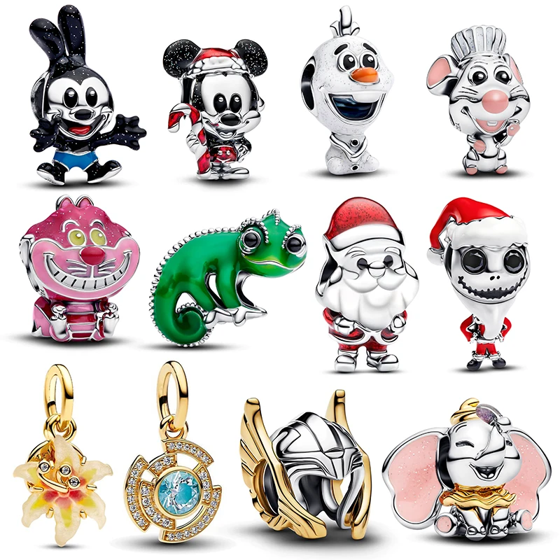 디즈니 신상 참스 925 실버 덤보 & 발광 해바라기 참스 비즈 3mm 오리지널 팔찌 여성 DIY 고급 주얼리 선물