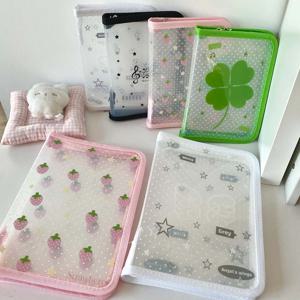 A6 사이즈 귀여운 문구류 보관 폴더 파일 PP 트윌 지퍼 파우치 문서 가방 지퍼 파일 폴더 학교 사무용품