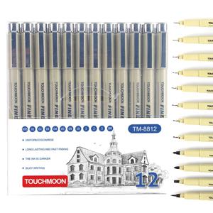 12팁 피그먼트 라이너 마이크론 잉크 마커 펜 만화 드로잉 스케칭 니들 펜 훅 라인 펜 스케치 문구 세트 미술 용품