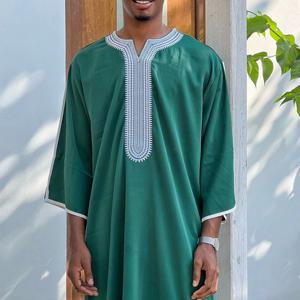 무슬림 남성용 로브 루즈핏 자수 로브 아랍 토브 민족 스타일 전통 캐주얼 타우브 이슬람 기도복 모로코 드레스