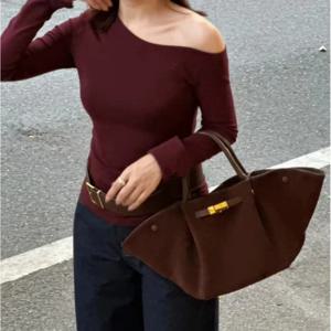 2026 신상 스웨이드 가죽 윙 번 패션 덤플링 번 핸드헬드 대용량 토트백 다용도 뉴욕백 수납 대각선 가방