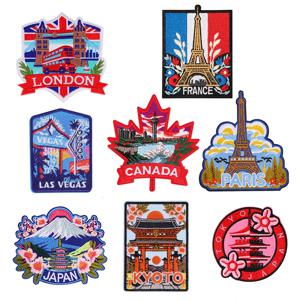 1개입 국가 관광 명소 자수 패치 자연 여행 애호가 랜드마크 배지 의류 자켓 트러커 모자 DIY 선물용