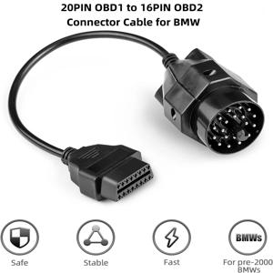 BMW E36 E39 X5 Z3용 20핀 OBD2 16핀 암 어댑터 커넥터, 20핀 차량 진단 스캔 도구 OBD OBD2 어댑터 케이블