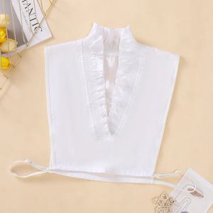 숙녀 우아한 주름 레이스 가짜 칼라, 장식 칼라가 있는 깊은 V자형 가짜 칼라, 기질 가짜 칼라