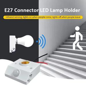 스마트 110-240V PIR 유도 적외선 모션 센서 E27 LED 램프 베이스 홀더(조명 제어 스위치 포함) 전구 소켓 어댑터