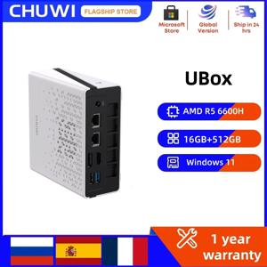 CHUWI UBox 미니 PC AMD R5 16GB DDR5 512GB 6600H 6코어 12스레드 컴퓨터 PCIe 4.0 SSD WiFi 6 BT5.2 미니 PC 데스크탑 컴퓨터