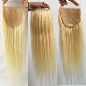 실크 탑 레이스 클로저 # 613 금발 실리콘 스킨 베이스 인간의 머리카락 레이스 클로저(레미 헤어 익스텐션 토퍼에 베이비 헤어 클립 포함)