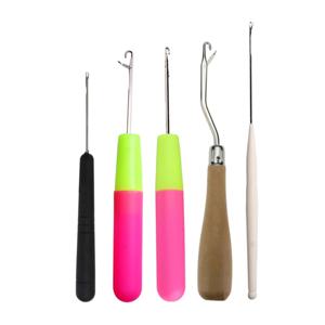 바느질 공예 크로 셰 뜨개질 후크 바늘 5pcs 래치 & 마이크로 프랑스어 브랜딩 헤어 익스텐션 Dreadlocks 가발 만들기 도구 세트