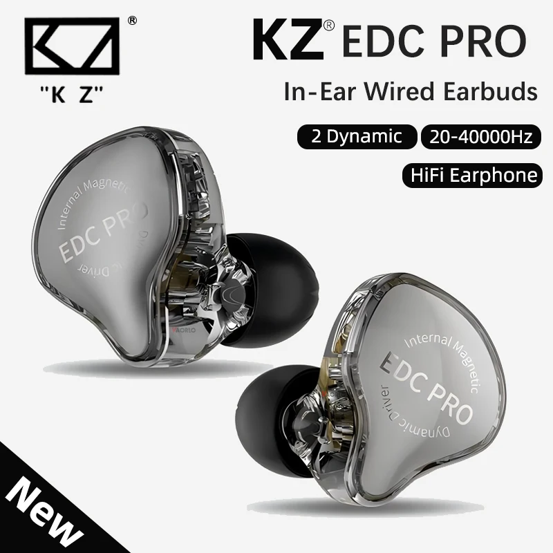 새로운 KZ EDC Pro 헤드셋 다이나믹 인 이어 모니터 HiFi 유선 헤드폰베이스 스테레오 게임 음악 이어 버드 스포츠 소음 감소 이어폰