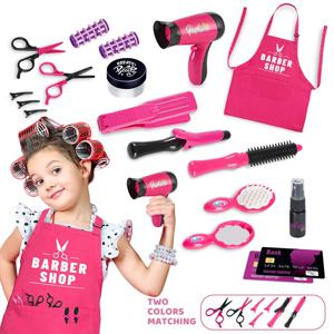 액세서리 및 앞치마가 포함된 여아용 놀이 미용사 키트 - 혼합 색상, 도금 없음
