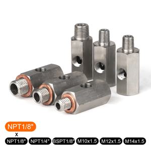 스테인레스 스틸 측면 구멍 오일 압력 센서 1/8 NPT 암-구리 와셔가있는 M12 M10 M14 어댑터