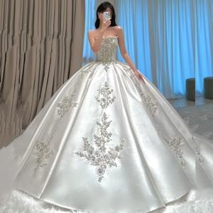 맞춤 제작된 고품질 샤르뫼즈 스팽글 주름 A라인 스트랩리스 롱 드레스, 특별한 날을 위한 반짝이는 디자인