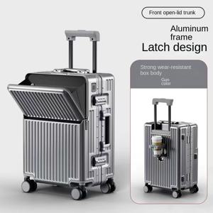 새로운 알루미늄 프레임 전면 개방형 노트북 가방 다기능 여행용 캐리어 20인치 기내용 트롤리 가방