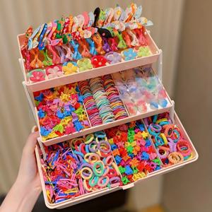 555개 미니멀리스트 헤어 액세서리 세트 귀여운 탄성 헤어밴드 다중 요소 스타일링 키트 일상 헤어스타일용