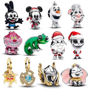 디즈니 신상 참스 925 실버 덤보 & 발광 해바라기 참스 비즈 3mm 오리지널 팔찌 여성 DIY 고급 주얼리 선물