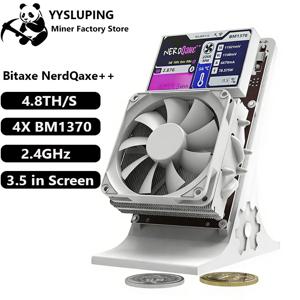 Bitaxe NerdQaxe++ 4.8TH/s 비트코인 ​​채굴기 4X BM1370 ASIC 칩, 낮은 15J/Th 68W 전력, BTC 홈 마이닝을 위한 2.4G WiFi 오픈 소스