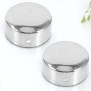 2개입 핸드레일 엔드 캡 스테인리스 스틸 원형 홀 플러그 보호 튜브 커버 목재 난간용 플러그 금속 플러그 원형 홀용