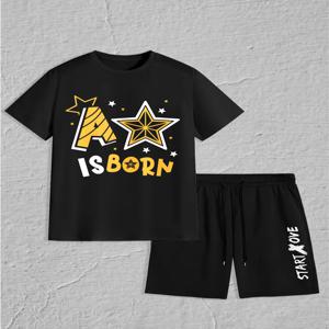 남성 세트 2025 여름 남성 정장 프린트 스포츠 그래픽 의류 세트 남성 의류 크루넥 정장