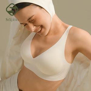 수지인 섹시 심리스 무선 브라 여성용 푸쉬업 패드 소프트 서포트 인비저블 리프트 V넥 브라렛 스무스 브라 여성용 MX208