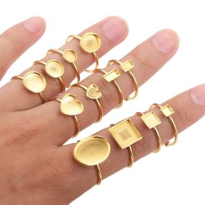 10pcs 조정 가능한 스테인레스 스틸 오픈 링 설정 DIY 손가락 반지 공백 만들기 보석에 대 한 빈 기본 베젤 카보 숑 반지