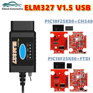 Obd2 자동차 진단 도구 elm 327 HS CAN /MS CAN ELM327 USB V1.5 FTDI/CH340 PIC18F25K80 Forscan 용 Ford 용 스위치 포함