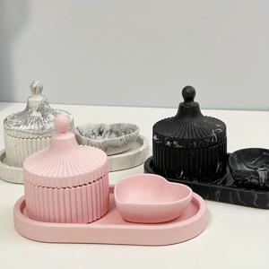 콘크리트 스트라이프 저장 탱크 실리콘 몰드 DIY 하트 모양의 디스크 타원형 트레이 석고 시멘트 수지 몰드