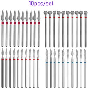 10PCS 다이아몬드 네일 드릴 비트 세트 매니큐어 용 전기 밀링 커터 로터리 버 큐티클 클린 매니큐어 드릴 액세서리