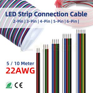5/10 미터 22 AWG 2Pin 3Pin 4Pin 5Pin 6Pin 전자 케이블 연장 와이어 컬러 라인 5050 3528 RGBW RGB CCT LED 스트립 조명