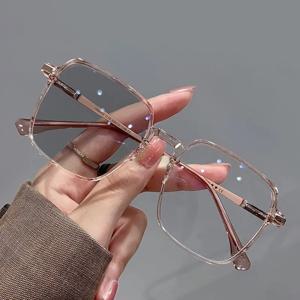 Plamis Photochromic 안티 방사선 금속 컴퓨터 안경 안티 블루 라이트 안경 남여