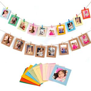10Pcs DIY 공예 종이 사진 프레임 클립과 밧줄 벽 사진 프레임 매달려 그림 앨범 홈 장식 결혼식 생일 축하