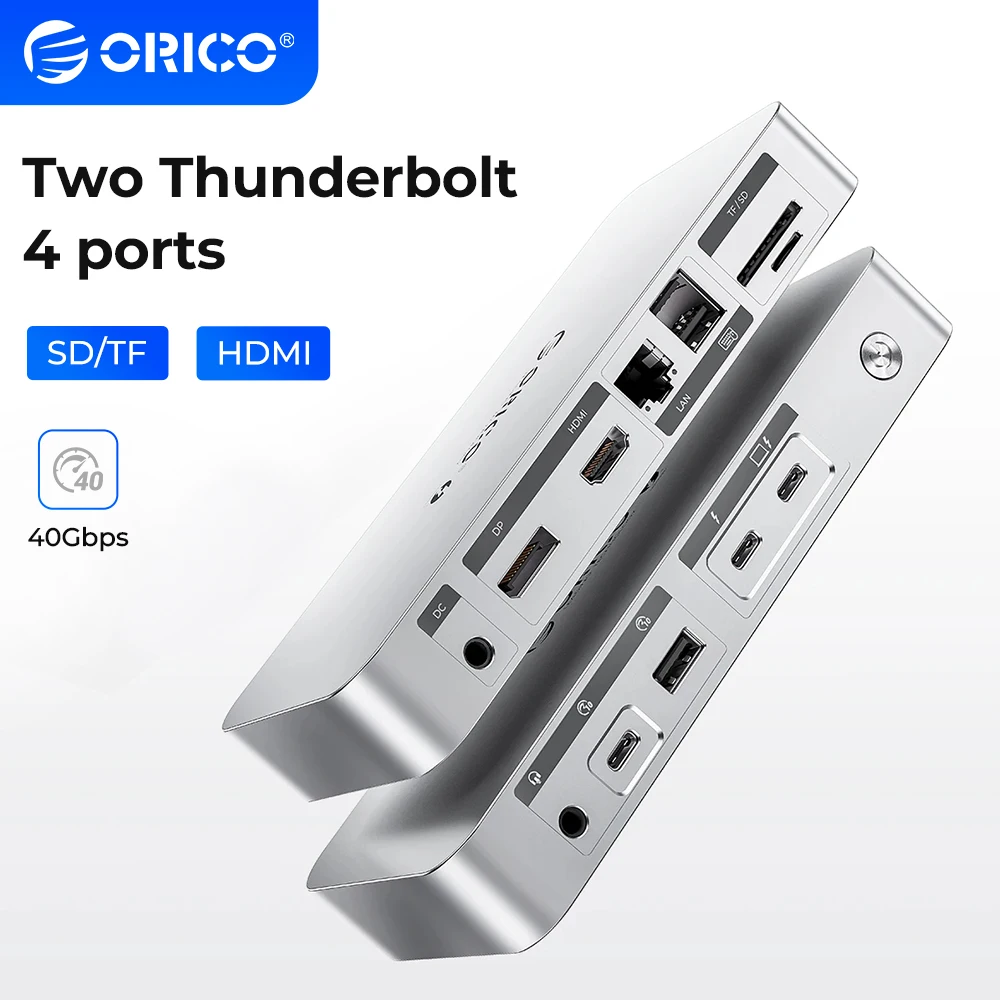 ORICO 40Gbps USB 허브 12 IN 1 Type-C 도킹 스테이션 PC 노트북 썬더볼트 4 HDMI 호환 카드 리더/RJ45 도킹 스테이션