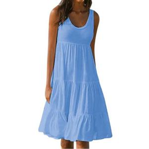 여성 캐주얼 솔리드 미니 드레스 2024 여름 우아한 민소매 프릴 느슨한 짧은 드레스 비치 파티 Sundress Oversize streetwear