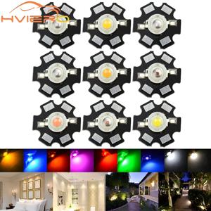 10X 20mm 3V 1W 3W 고전력 칩 라이트 비드 화이트 레드 블루 그린 Led 비즈 에미 터 LED 전구 다이오드 램프 스타 미니 방열판